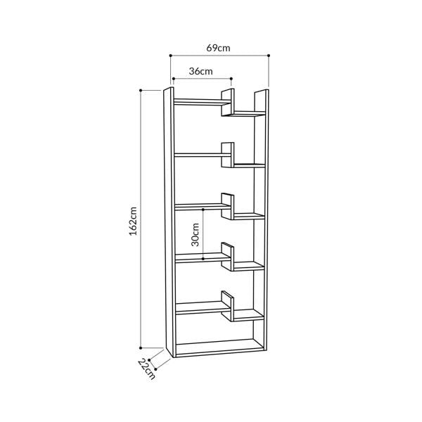 Decortie Oppa Modern Bookcase Display Unit Anthracite 62.4cm