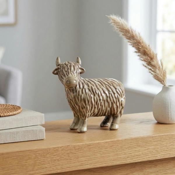 Garden Greatness Chic Glazed Highland Cow Ornament
