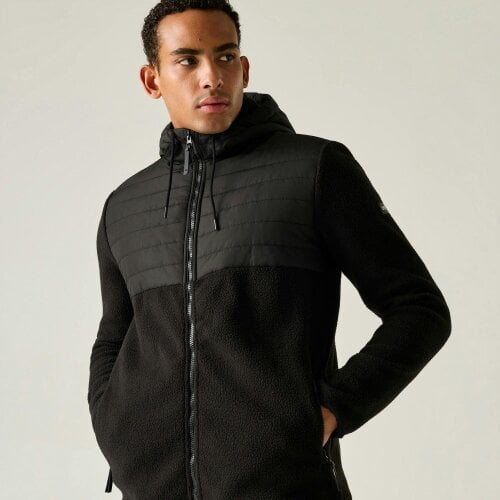 Regatta Mens Frankie Two Tone Borg Fleece Hybrid Jacket - Black - Black - 70% Polyester/30% Recycled Polyester
