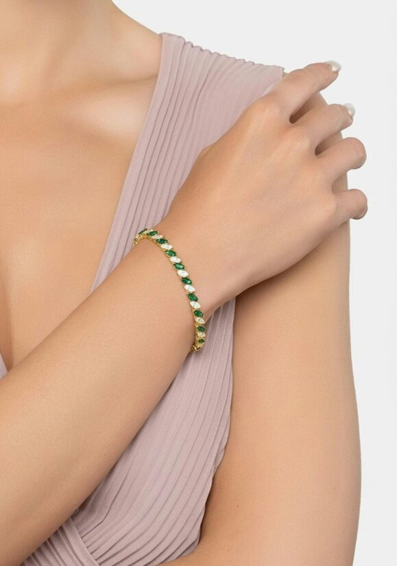 Latelita Viscountess Tennis Bracelet Emerald Gold