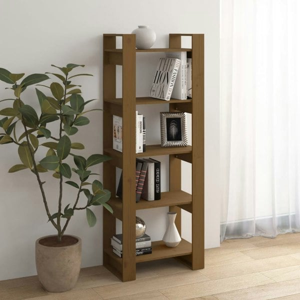 Berkfield Book Cabinet/Room Divider Honey Brown 60x35x160 cm Solid Wood