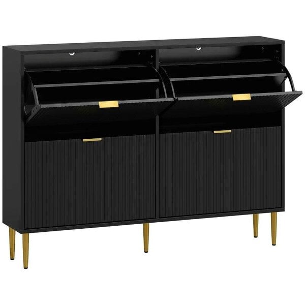 Bobobiy Elegant Four-Drawer Shoe Cabinet - Black