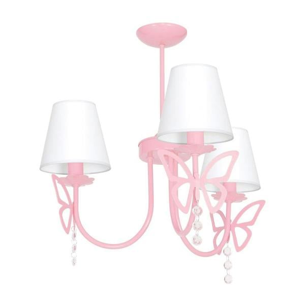 Milagro Charlotte Pink Ceiling Lamp Hand Made Chandelier With Butterflies