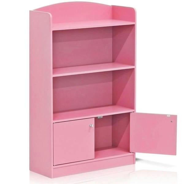 WALPLUS KidKanac Bookshelf with Storage Cabinet, Pink | High Quality Decorative Wall Design