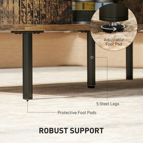 Bobobiy Coffee Table with Storage, Rectangular Coffee Table with Elevated Base, Rustic Brown