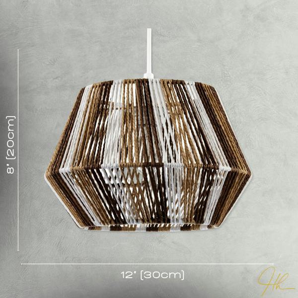 Coastal Twisted Paper Rope Pendant Shade in Brown Tones and White Image 7