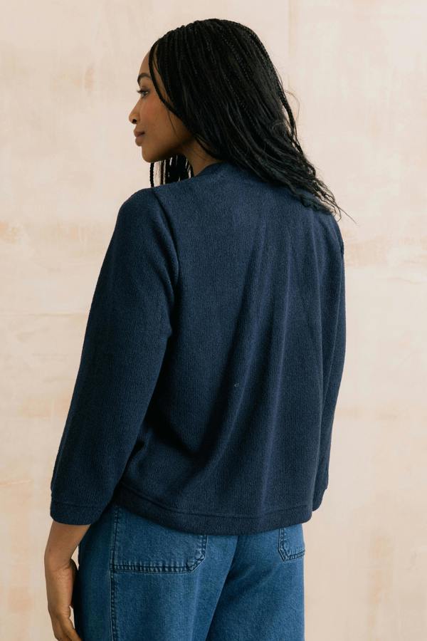 Lily & Me Shore Light Knit Cropped Cardigan Navy