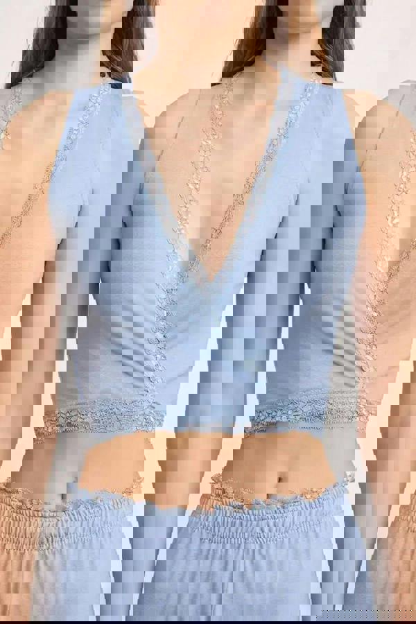 WOVCOR 2-Piece Wrap-Around Viscose Knit Pajama Set with Lace Details