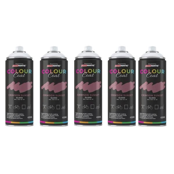 Colour Coat 5X Crimson Sunset RAL 340 40 40 Gloss Spray Paint 400ml