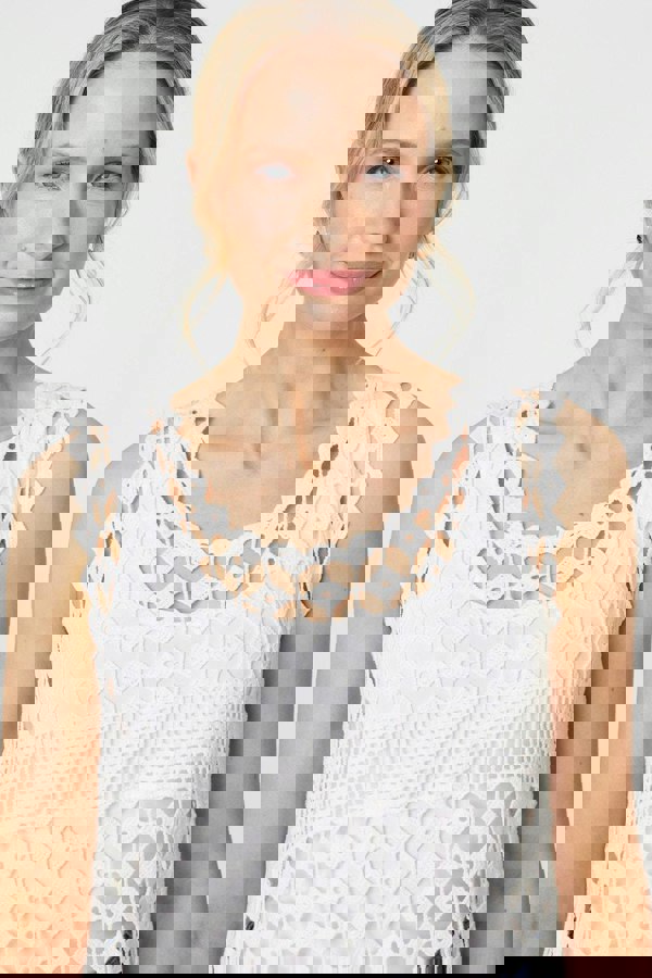 White | Lace Sleeveless High Low Top