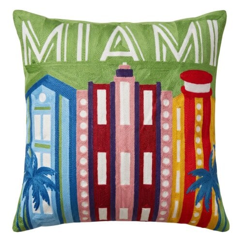 Miami Needlepoint Cushion – Handmade Travel Pillow