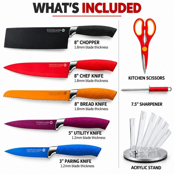 Smart Living 8Pc Acrylic Knife Set with Stand