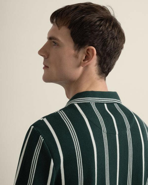 Larsson & Co Bakken - Green Striped Polo Shirt