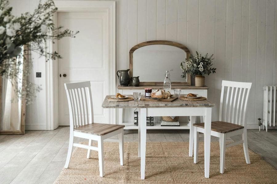 Statement Furniture Florence Square Extendable Kitchen Dining Table, Drop Down Leaf Small Table