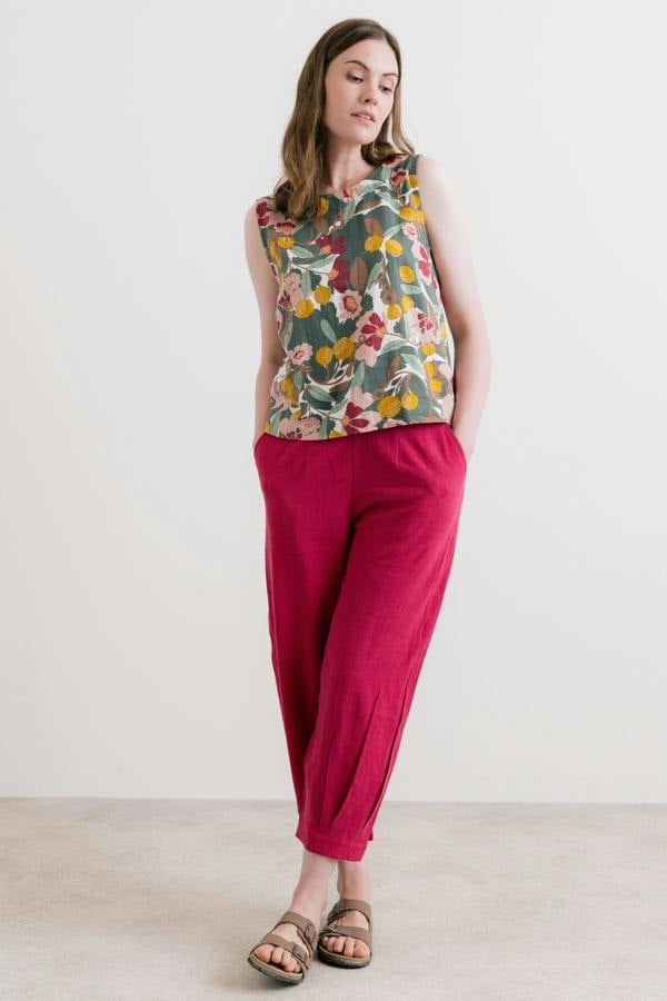 Lily & Me Cora Linen Blend Vest Laurel Green