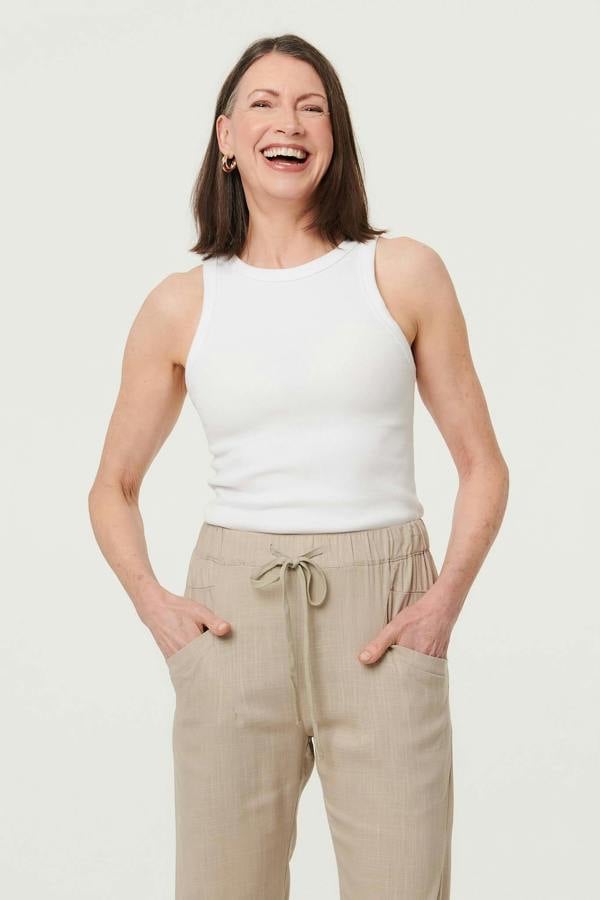 Linen | Drawstring Tie Front Relaxed Trousers