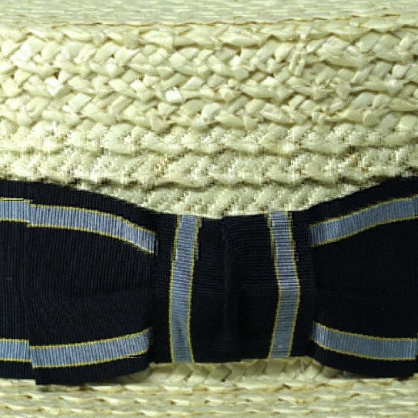 Gamble & Gunn Henley Straw Boater with Stripe Grosgrain Ribbon