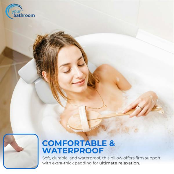 Your Bathroom Bath Pillow, Bath Cushion with 7 Suction Cups, NonSlip Bath Pillows for Head & Neck Support For Relaxation