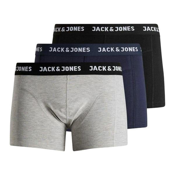 Jack And Jones Mens Anthony Boxer Shorts (Pack of 3) - Black/Navy/Grey - 