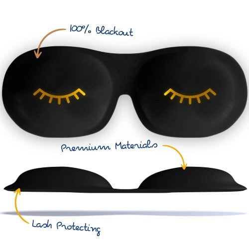 SMUG Contoured 3D Blackout Sleep Mask - Wink Print, Black
