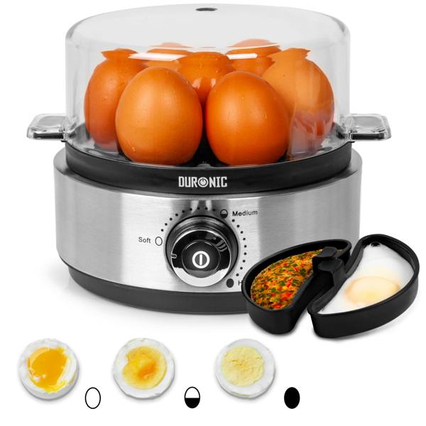 Duronic Electric Egg Boiler EB40 BK Steamer for Eggs 400W Automatic Egg Boiler Electronic Omelette Maker Poacher for 7 Soft, Medium & Hard Boiled Eggs
