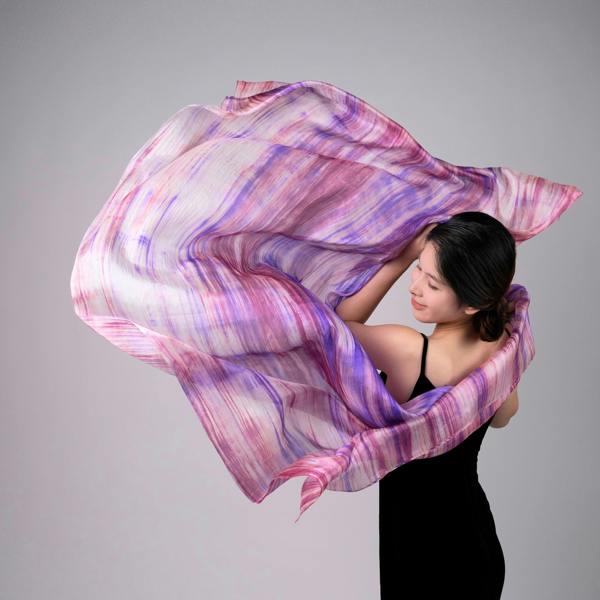 Purple & Pink Brushstroke Silk Scarf – Hand-Dyed Mulberry Silk, Evening Wrap & Gift
