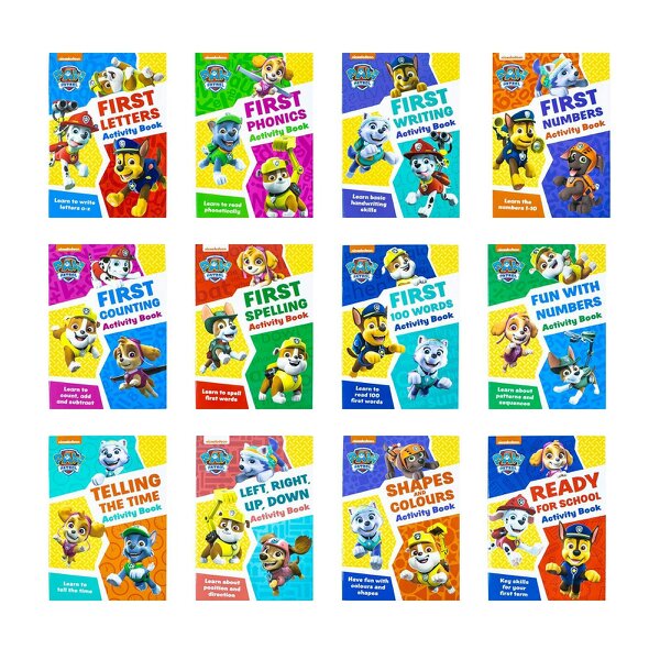 Paw Patrol Get Set for School Activity 12 Books Collection Set – Phonics, Numbers & Early Learning Collection for Kids