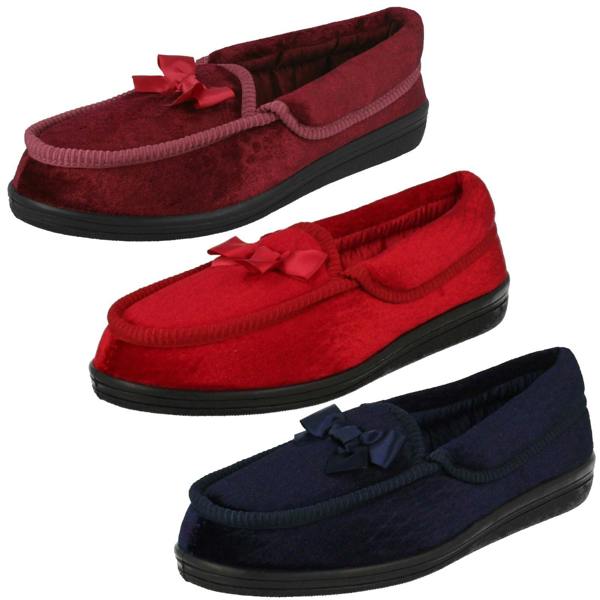 Four Seasons Ladies Four Seasons Full Slippers with Bow Detail