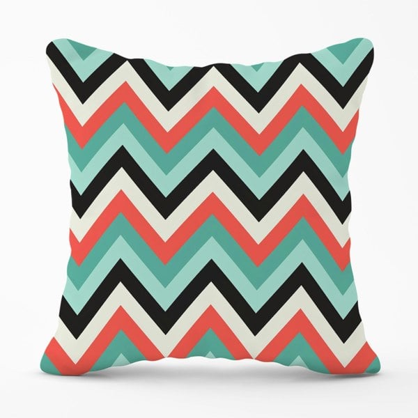 Warren Reed Geometric Colored Chevron Pattern Cushions