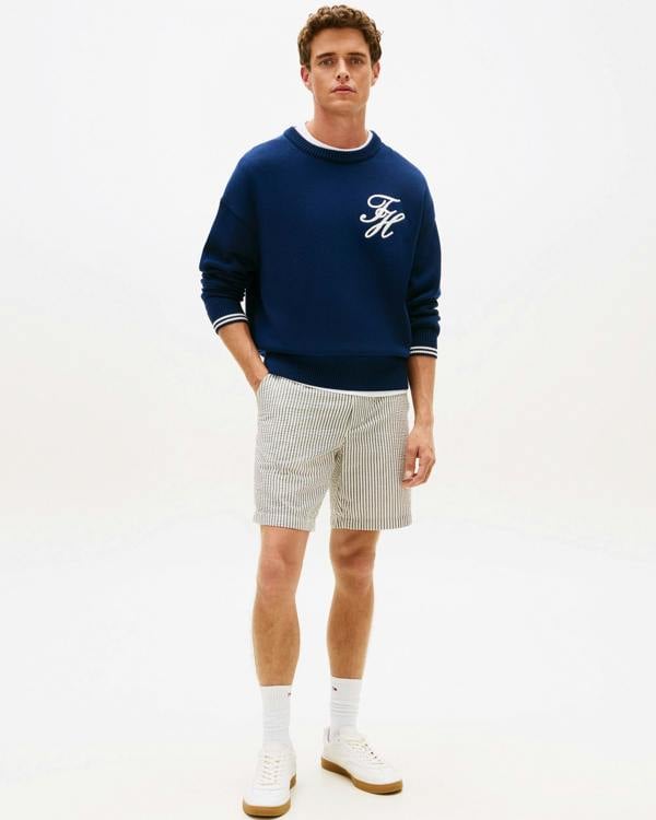 Tommy Hilfiger Dover 8 Inch Seersucker Strip Mens Shorts - Desert Sky/Ecru