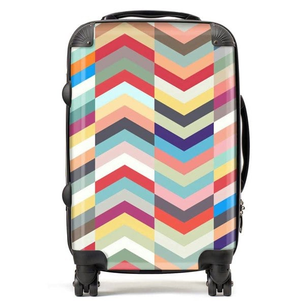 Warren Reed Geometric Multi Colored Chevron Pattern Suitcase