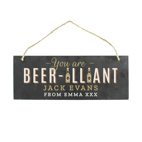 Personalised Memento Company Personalised Beer-illiant Hanging Slate Sign