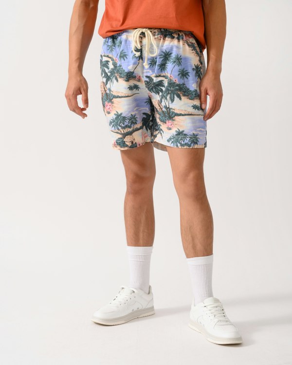 GANT Mens Regular Fit Printed Drawstring Shorts - 419 Perfect Blue - CHO - Designer Mens Shorts