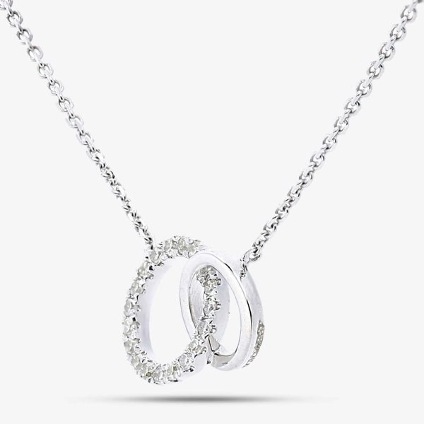 T. H. Baker 9ct White Gold Diamond Link Circle Pendant Necklace PNE20029W