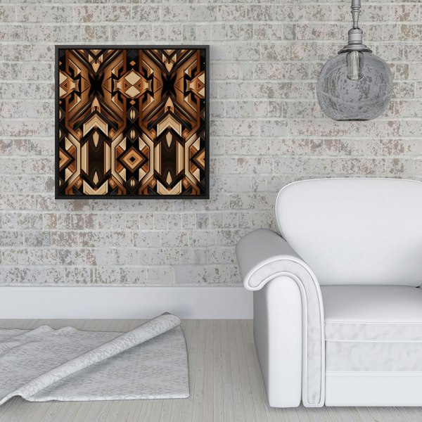 Warren Reed Black And Brown Intricate Pattern Framed Canvas