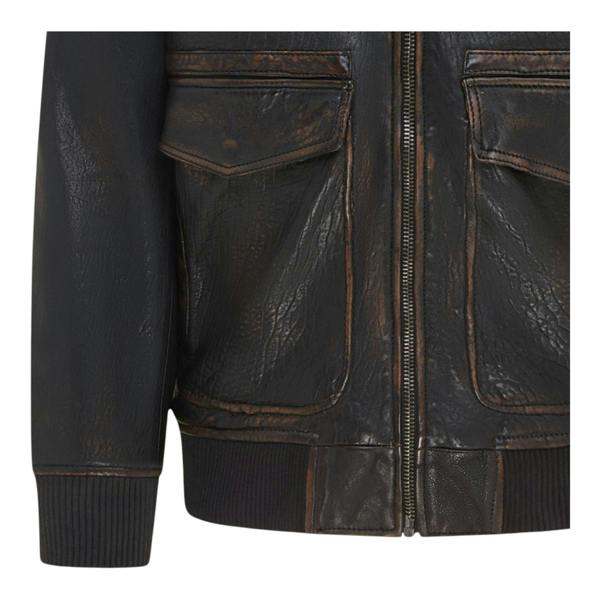 Infinity Leather Men's Leather Bomber Sheepskin Collar G-1 Aviator Jacket - Linear