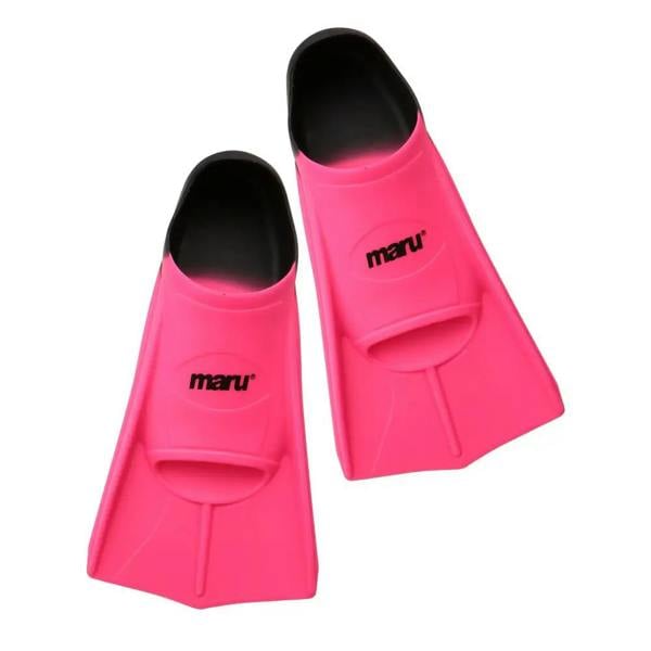 Neon pink and black Maru Training Fins with strap design