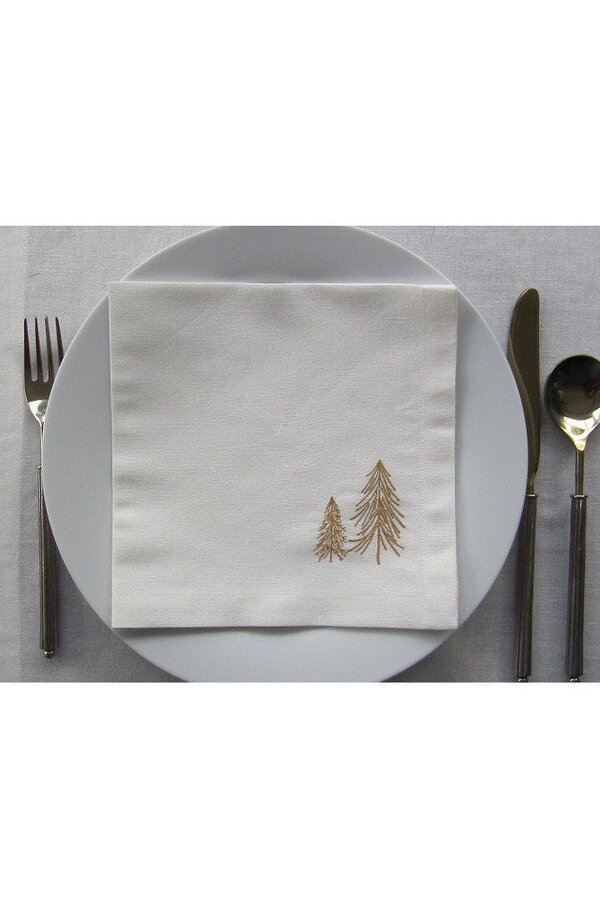 Set of 4 Embroidered Linen Napkins – Trees