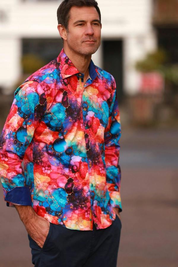 Claudio Lugli Oil Liquid Bubble Print Shirt - Purple