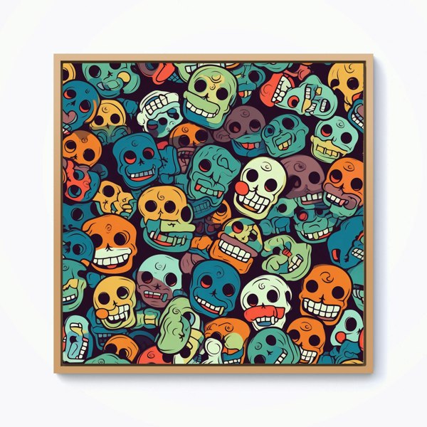 Warren Reed Smiling Skulls Pattern Framed Canvas