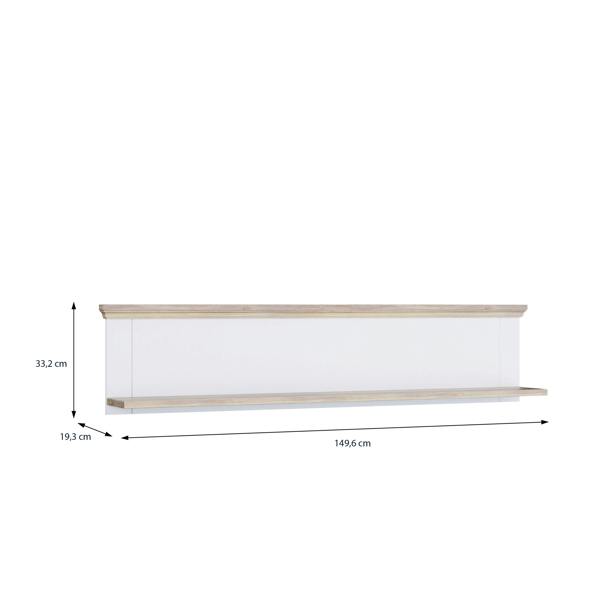 Furniture To Go Pontypool Wall Shelf in White and Riva Oak