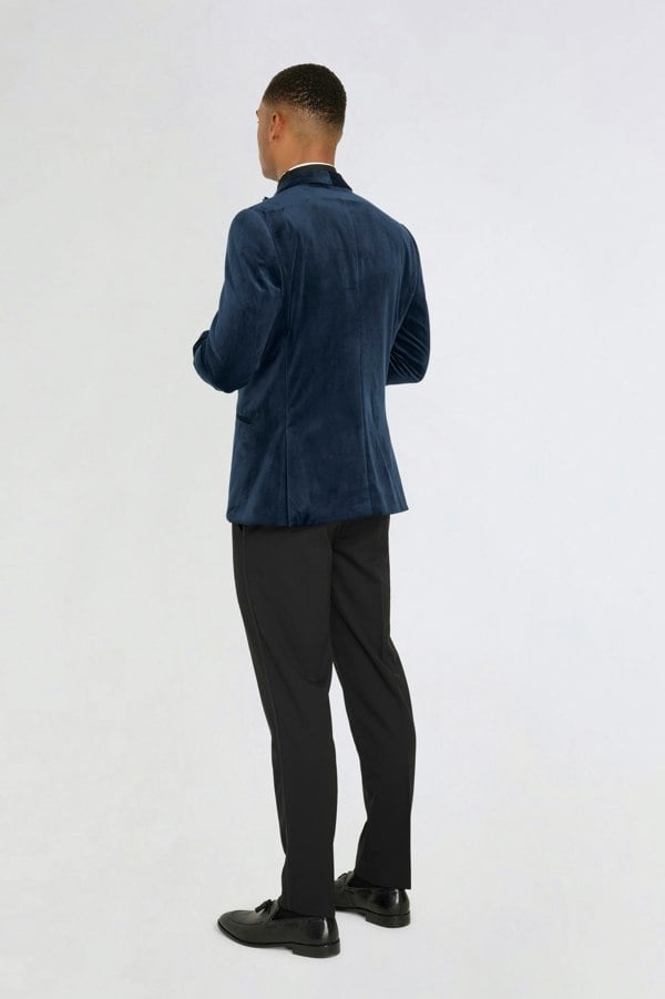 Harry Brown London Leo Velvet Tuxedo Dinner Jacket with Shawl Lapel Detail - Navy