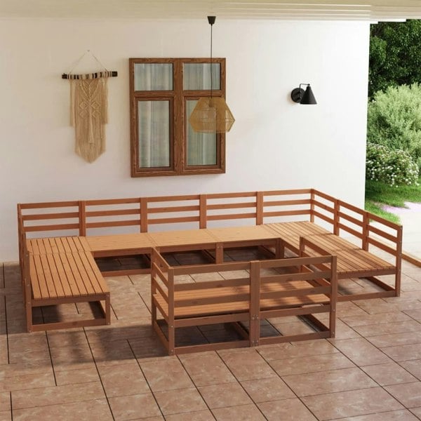 Berkfield 11 Piece Garden Lounge Set Solid Pinewood