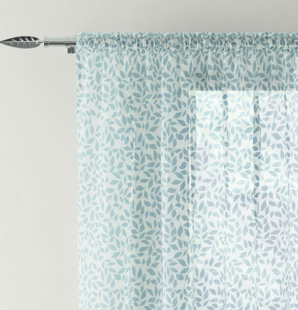Tyrone Textiles Leaf Print Linen-Look Voile Panel - Pair