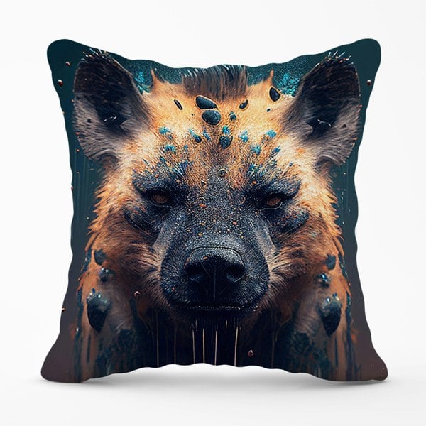 Warren Reed Hyena Face Splashart Dark Background Cushions