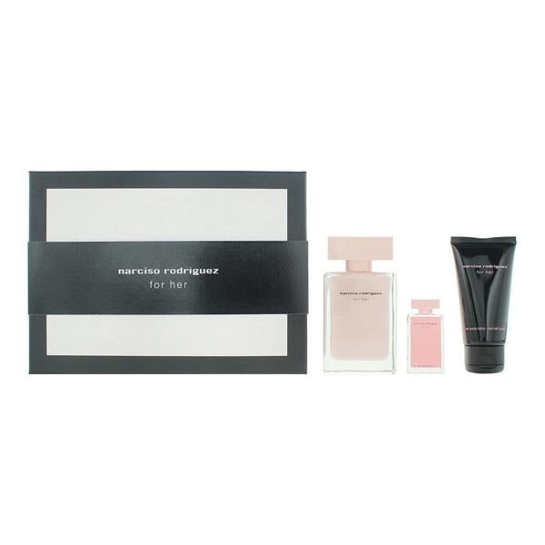 Narciso Rodriguez For Her 3 Piece Gift Set: Eau de Parfum 50ml - Eau de Parfum 7.5ml - Body Lotion 50ml