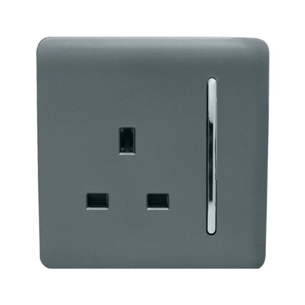Trendi Switch 1 Gang 13 Amp Switched Plug Socket in Warm Grey