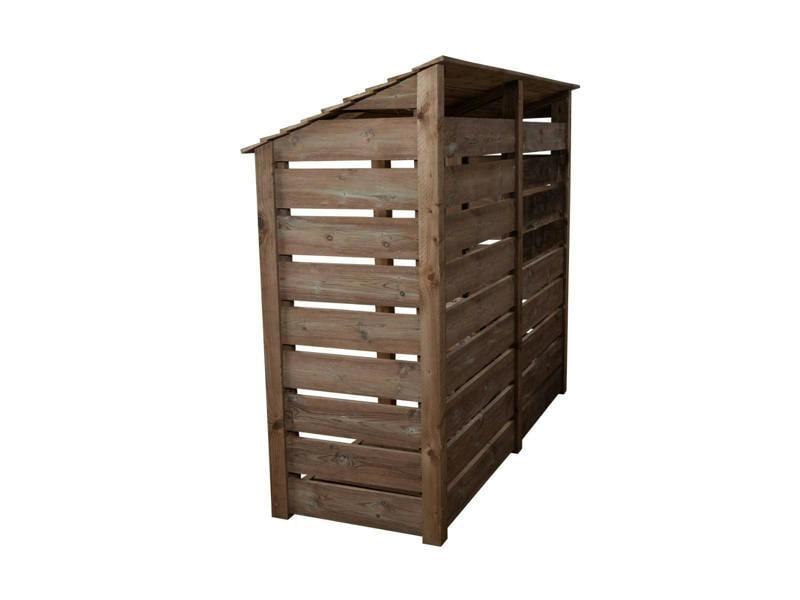 Arbor Garden Solutions Slatted Wooden Log Store W-227cm, H-126cm or 180cm, D-88cm - Brown Finish