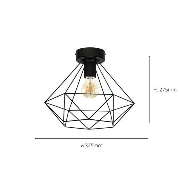 EGLO Tarbes 1-Light Black Geo Ceiling Light