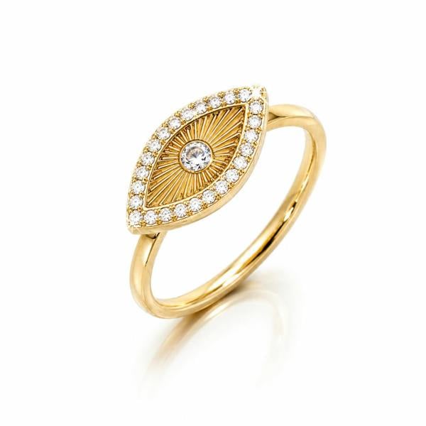 Say It With Full CZ Evil Eye Ring - Yellow Gold